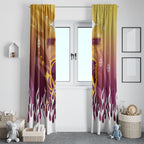 Personalized Brisbane Broncos Window Curtain Y2K Grunge Aesthetic With Cyber Flames and Starburst Graphics