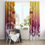 Personalized Brisbane Broncos Window Curtain Y2K Grunge Aesthetic With Cyber Flames and Starburst Graphics