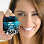 Personalized Cronulla-Sutherland Sharks AirPods Case Y2K Grunge Aesthetic With Cyber Flames and Starburst Graphics