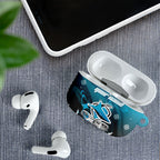 Personalized Cronulla-Sutherland Sharks AirPods Case Y2K Grunge Aesthetic With Cyber Flames and Starburst Graphics