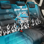 Personalized Cronulla-Sutherland Sharks Back Car Seat Cover Y2K Grunge Aesthetic With Cyber Flames and Starburst Graphics