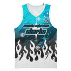 Personalized Cronulla-Sutherland Sharks Basketball Jersey Y2K Grunge Aesthetic With Cyber Flames and Starburst Graphics