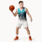 Personalized Cronulla-Sutherland Sharks Basketball Jersey Y2K Grunge Aesthetic With Cyber Flames and Starburst Graphics