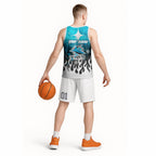 Personalized Cronulla-Sutherland Sharks Basketball Jersey Y2K Grunge Aesthetic With Cyber Flames and Starburst Graphics