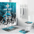 Personalized Cronulla-Sutherland Sharks Bathroom Set Y2K Grunge Aesthetic With Cyber Flames and Starburst Graphics