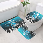 Personalized Cronulla-Sutherland Sharks Bathroom Set Y2K Grunge Aesthetic With Cyber Flames and Starburst Graphics