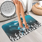 Personalized Cronulla-Sutherland Sharks Bathroom Set Y2K Grunge Aesthetic With Cyber Flames and Starburst Graphics