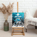 Personalized Cronulla-Sutherland Sharks Canvas Wall Art Y2K Grunge Aesthetic With Cyber Flames and Starburst Graphics