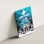 Personalized Cronulla-Sutherland Sharks Canvas Wall Art Y2K Grunge Aesthetic With Cyber Flames and Starburst Graphics