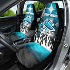 Personalized Cronulla-Sutherland Sharks Car Seat Cover Y2K Grunge Aesthetic With Cyber Flames and Starburst Graphics