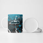 Personalized Cronulla-Sutherland Sharks Ceramic Mug Y2K Grunge Aesthetic With Cyber Flames and Starburst Graphics