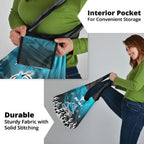 Personalized Cronulla-Sutherland Sharks Grocery Bag Y2K Grunge Aesthetic With Cyber Flames and Starburst Graphics