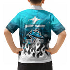 Personalized Cronulla-Sutherland Sharks Hawaiian Shirt Y2K Grunge Aesthetic With Cyber Flames and Starburst Graphics