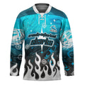 Personalized Cronulla-Sutherland Sharks Hockey Jersey Y2K Grunge Aesthetic With Cyber Flames and Starburst Graphics