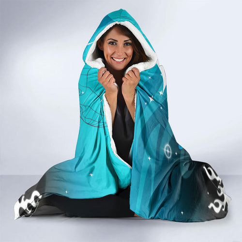 Personalized Cronulla-Sutherland Sharks Hooded Blanket Y2K Grunge Aesthetic With Cyber Flames and Starburst Graphics