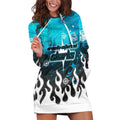 Personalized Cronulla-Sutherland Sharks Hoodie Dress Y2K Grunge Aesthetic With Cyber Flames and Starburst Graphics
