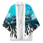 Personalized Cronulla-Sutherland Sharks Kimono Y2K Grunge Aesthetic With Cyber Flames and Starburst Graphics