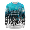 Personalized Cronulla-Sutherland Sharks Long Sleeve Shirt Y2K Grunge Aesthetic With Cyber Flames and Starburst Graphics