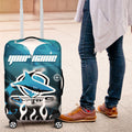 Personalized Cronulla-Sutherland Sharks Luggage Cover Y2K Grunge Aesthetic With Cyber Flames and Starburst Graphics