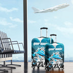 Personalized Cronulla-Sutherland Sharks Luggage Cover Y2K Grunge Aesthetic With Cyber Flames and Starburst Graphics