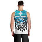 Personalized Cronulla-Sutherland Sharks Men Tank Top Y2K Grunge Aesthetic With Cyber Flames and Starburst Graphics