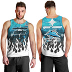 Personalized Cronulla-Sutherland Sharks Men Tank Top Y2K Grunge Aesthetic With Cyber Flames and Starburst Graphics