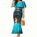 Personalized Cronulla-Sutherland Sharks Mermaid Dress Y2K Grunge Aesthetic With Cyber Flames and Starburst Graphics