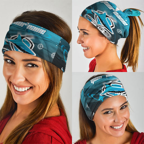 Personalized Cronulla-Sutherland Sharks Neck Gaiter Y2K Grunge Aesthetic With Cyber Flames and Starburst Graphics