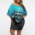 Personalized Cronulla-Sutherland Sharks Off Shoulder Short Dress Y2K Grunge Aesthetic With Cyber Flames and Starburst Graphics