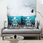 Personalized Cronulla-Sutherland Sharks Pillow Cover Y2K Grunge Aesthetic With Cyber Flames and Starburst Graphics