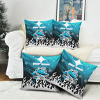 Personalized Cronulla-Sutherland Sharks Pillow Cover Y2K Grunge Aesthetic With Cyber Flames and Starburst Graphics