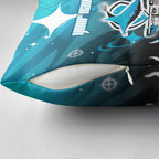 Personalized Cronulla-Sutherland Sharks Pillow Cover Y2K Grunge Aesthetic With Cyber Flames and Starburst Graphics