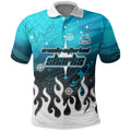Personalized Cronulla-Sutherland Sharks Polo Shirt Y2K Grunge Aesthetic With Cyber Flames and Starburst Graphics