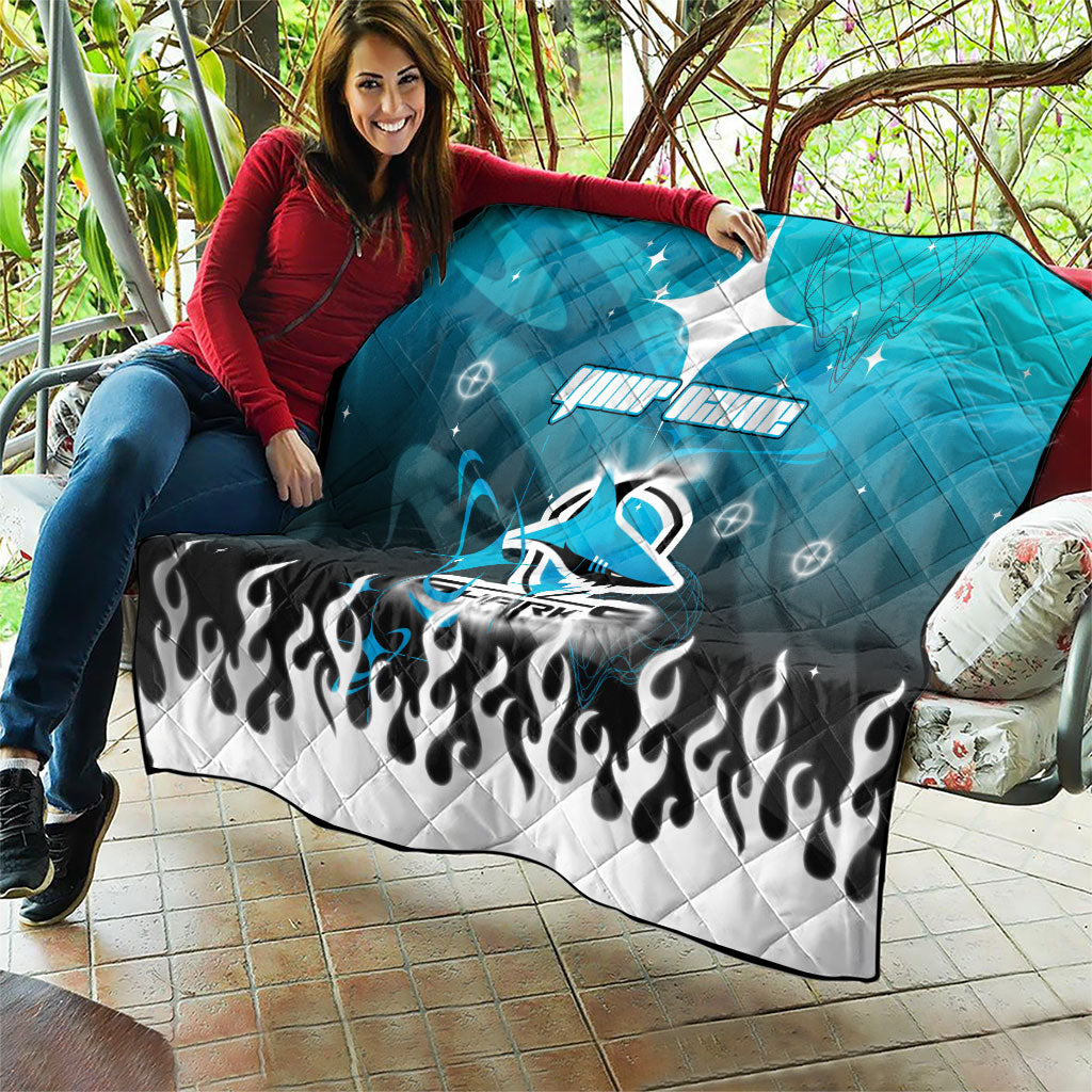 Personalized Cronulla-Sutherland Sharks Quilt Y2K Grunge Aesthetic With Cyber Flames and Starburst Graphics