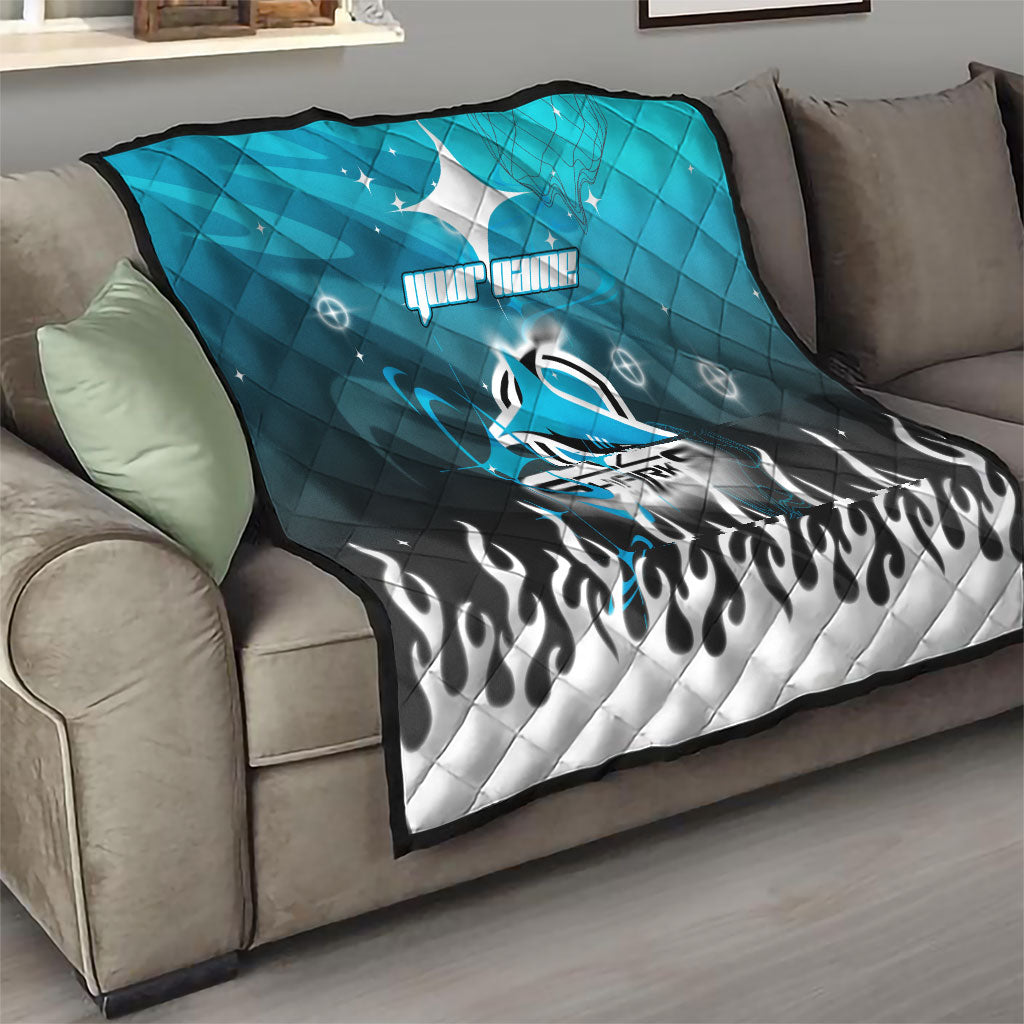 Personalized Cronulla-Sutherland Sharks Quilt Y2K Grunge Aesthetic With Cyber Flames and Starburst Graphics