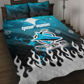 Personalized Cronulla-Sutherland Sharks Quilt Bed Set Y2K Grunge Aesthetic With Cyber Flames and Starburst Graphics
