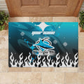 Personalized Cronulla-Sutherland Sharks Rubber Doormat Y2K Grunge Aesthetic With Cyber Flames and Starburst Graphics