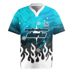 Personalized Cronulla-Sutherland Sharks Rugby Jersey Y2K Grunge Aesthetic With Cyber Flames and Starburst Graphics