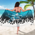 Personalized Cronulla-Sutherland Sharks Sarong Y2K Grunge Aesthetic With Cyber Flames and Starburst Graphics