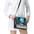 Personalized Cronulla-Sutherland Sharks Shoulder Handbag Y2K Grunge Aesthetic With Cyber Flames and Starburst Graphics