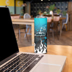 Personalized Cronulla-Sutherland Sharks Skinny Tumbler Y2K Grunge Aesthetic With Cyber Flames and Starburst Graphics