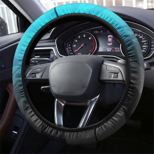 Cronulla-Sutherland Sharks Steering Wheel Cover Y2K Grunge Aesthetic With Cyber Flames and Starburst Graphics