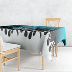 Personalized Cronulla-Sutherland Sharks Tablecloth Y2K Grunge Aesthetic With Cyber Flames and Starburst Graphics