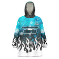 Personalized Cronulla-Sutherland Sharks Wearable Blanket Hoodie Y2K Grunge Aesthetic With Cyber Flames and Starburst Graphics
