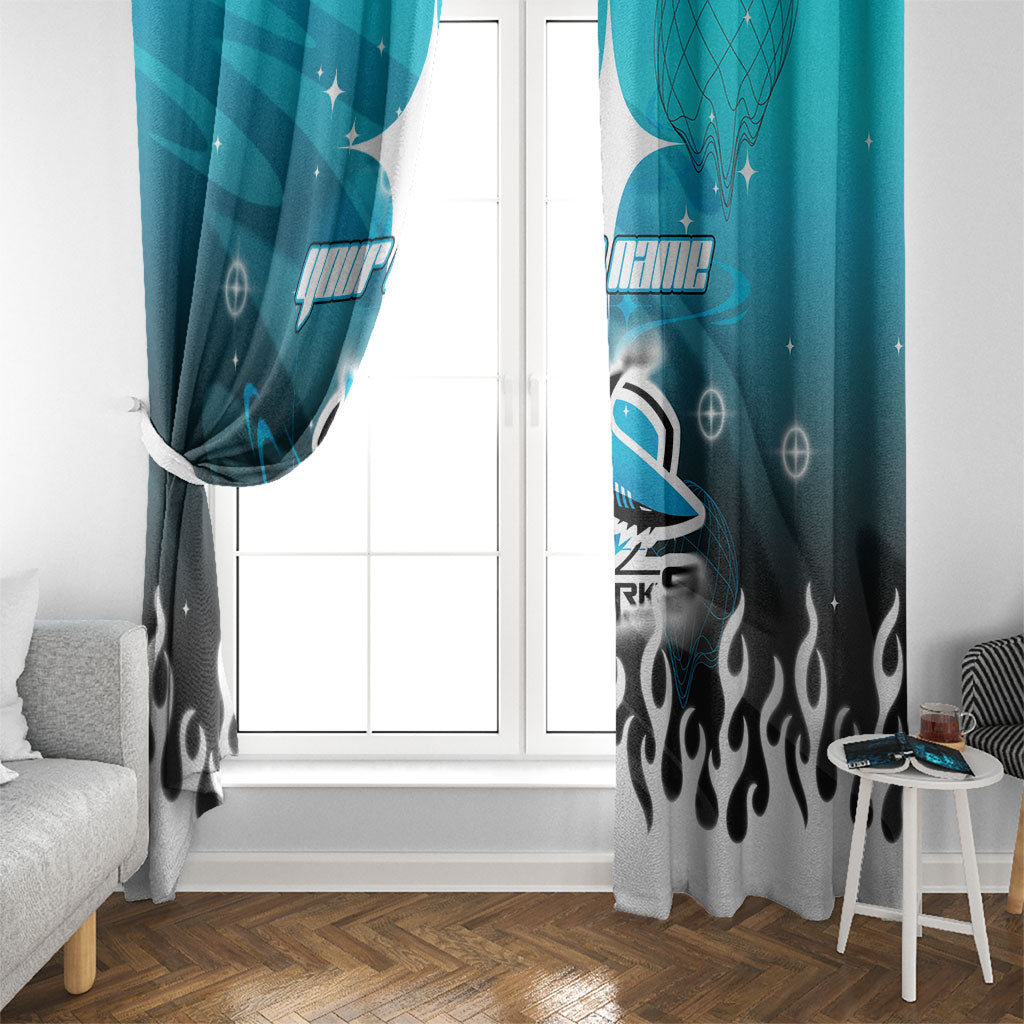 Personalized Cronulla-Sutherland Sharks Window Curtain Y2K Grunge Aesthetic With Cyber Flames and Starburst Graphics