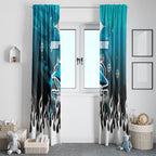 Personalized Cronulla-Sutherland Sharks Window Curtain Y2K Grunge Aesthetic With Cyber Flames and Starburst Graphics