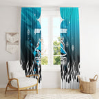 Personalized Cronulla-Sutherland Sharks Window Curtain Y2K Grunge Aesthetic With Cyber Flames and Starburst Graphics