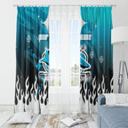 Personalized Cronulla-Sutherland Sharks Window Curtain Y2K Grunge Aesthetic With Cyber Flames and Starburst Graphics