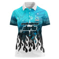 Personalized Cronulla-Sutherland Sharks Women Polo Shirt Y2K Grunge Aesthetic With Cyber Flames and Starburst Graphics
