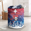 Personalized Newcastle Knights Laundry Basket Y2K Grunge Aesthetic With Cyber Flames and Starburst Graphics